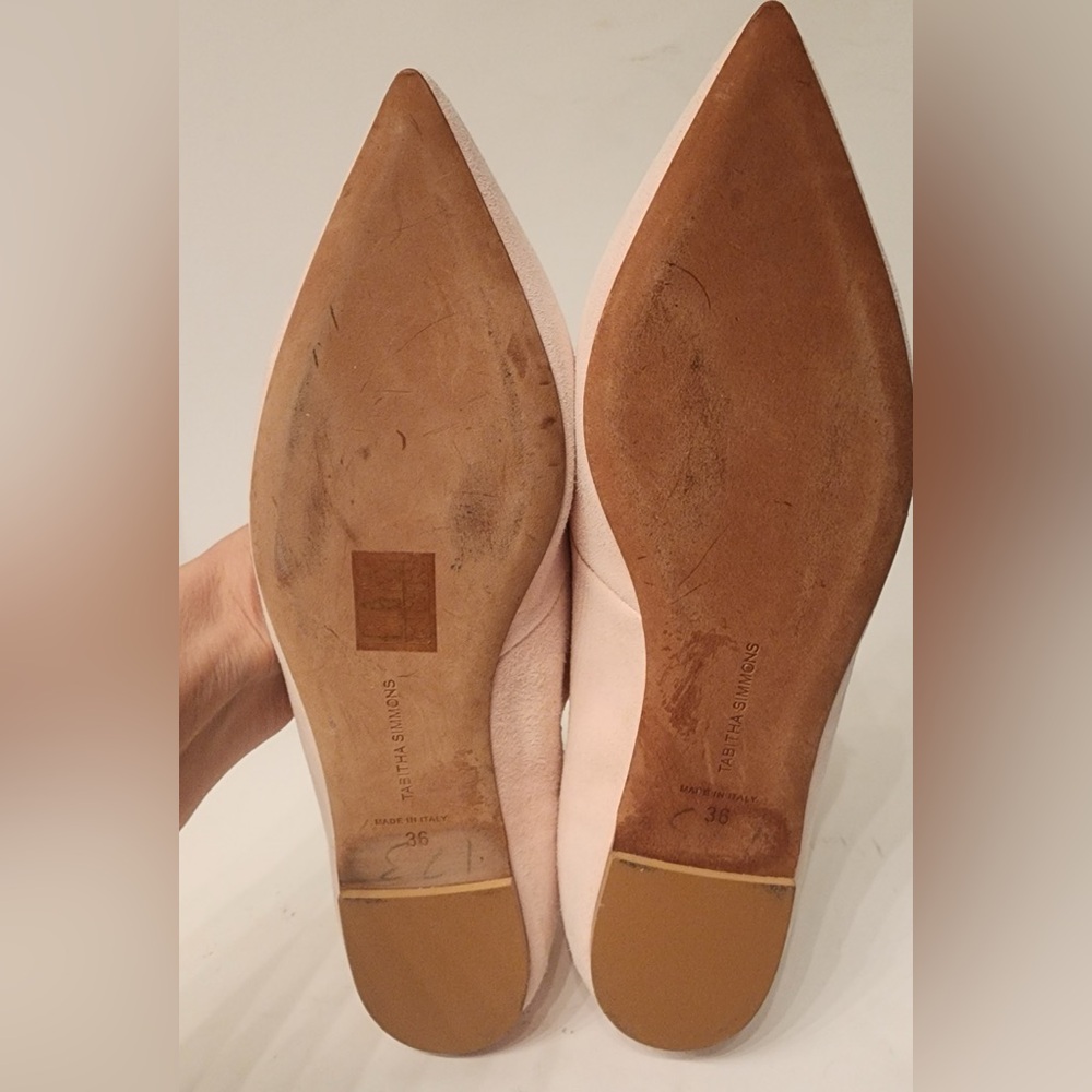 Tabitha Simmons Equipment Lynette Suede Point Toe Flats Women’s Baby Pink Size 6 - Picture 11 of 16